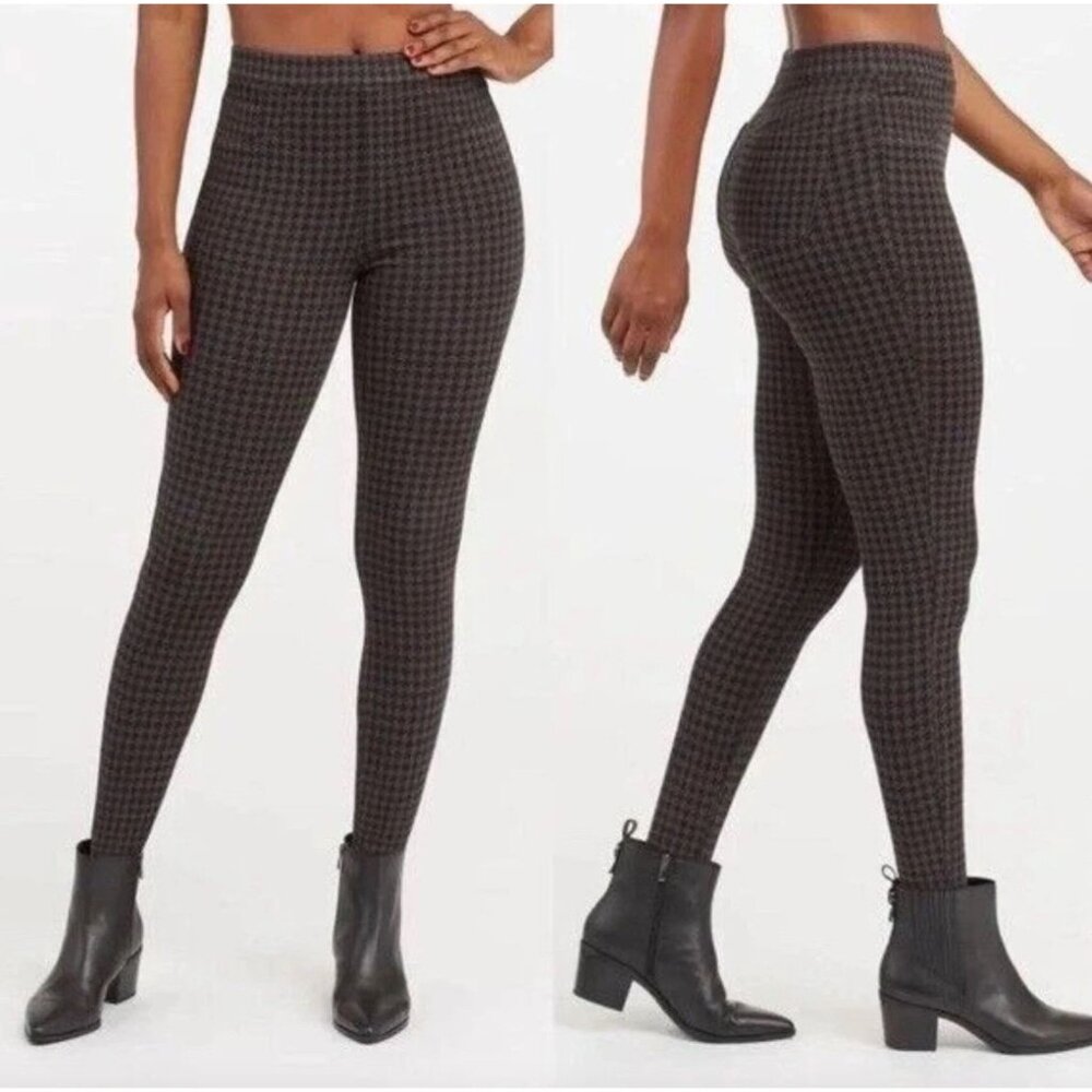 NEW Spanx Womens‎ Small Ankle Jean-Ish Leggings Houndstooth Black Gray